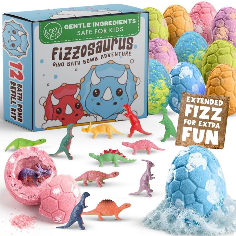 Bombas de Baño Quack Quack Moo - Pack de 12 con Juguetes de Dinosaurio