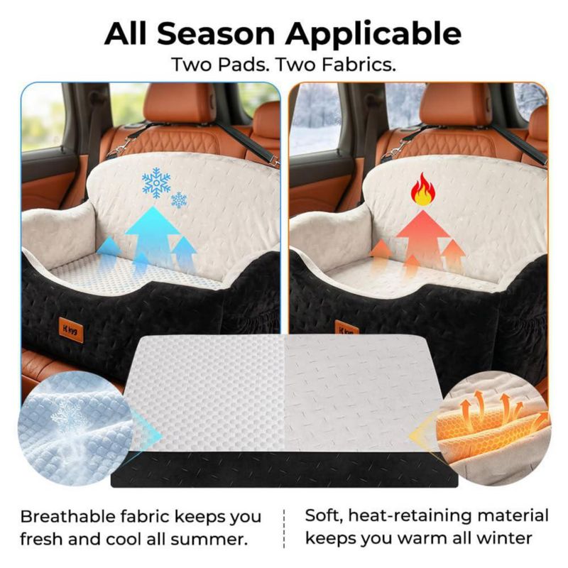 Asiento para coche de perro KYG 74 cm hasta 25 kg para 2 perros