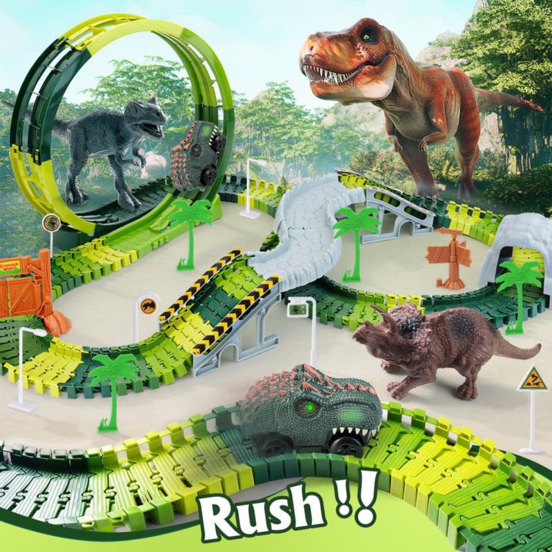 Pista de Carreras Coroiesty 173 Piezas con Bucle de 360° y Dinosaurio