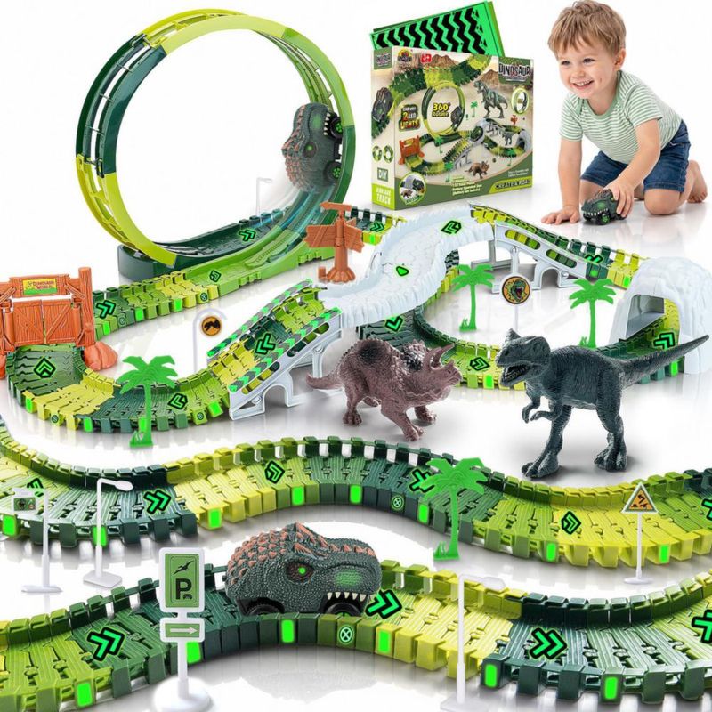 Pista de Carreras Coroiesty 173 Piezas con Bucle de 360° y Dinosaurio