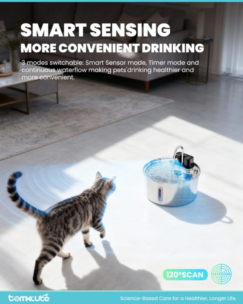 Fuente de agua Tomxcute 3 L inalámbrica de acero inoxidable