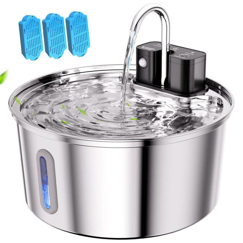 Fuente de agua Tomxcute 3 L inalámbrica de acero inoxidable