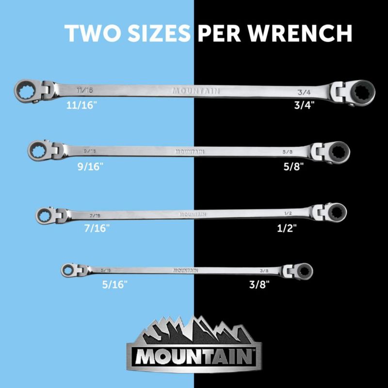 Llave de Carraca Mountain RF7 SAE 4 Piezas 90 Dientes