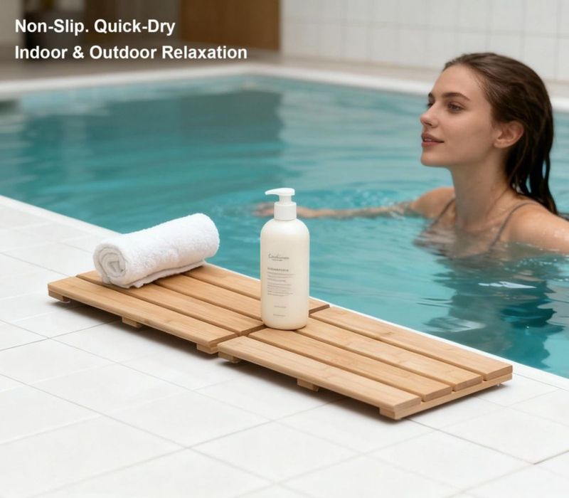 Alfombra de baño PELYN 40 cm x 26 cm de bambú antideslizante y de secado rápido