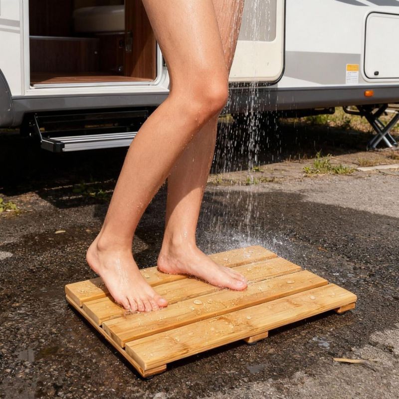 Alfombra de baño PELYN 40 cm x 26 cm de bambú antideslizante y de secado rápido