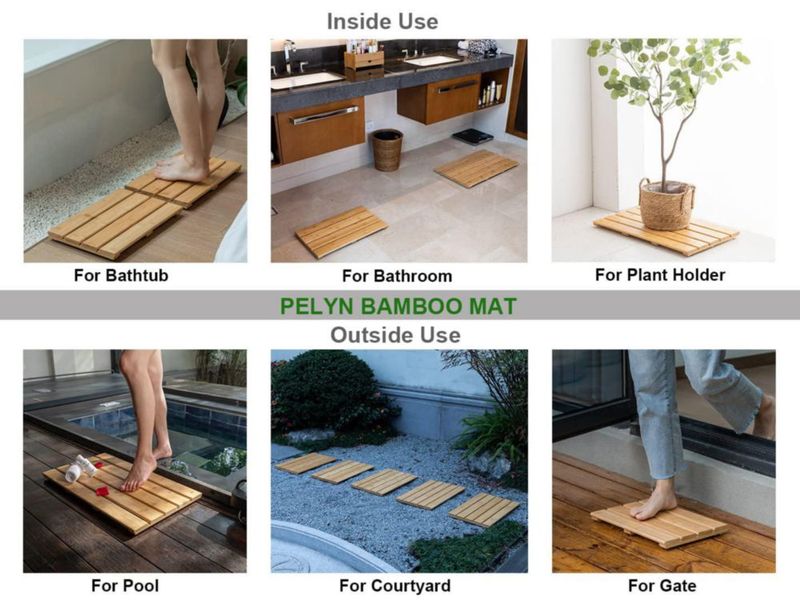 Alfombra de baño PELYN 40 cm x 26 cm de bambú antideslizante y de secado rápido