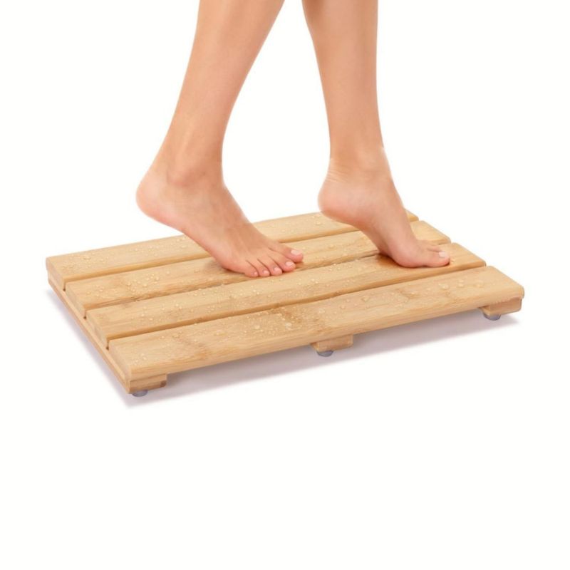 Alfombra de baño PELYN 40 cm x 26 cm de bambú antideslizante y de secado rápido