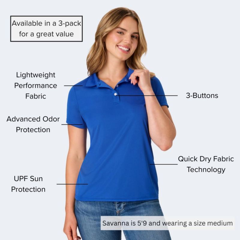 Polo Hanes Mujer Cool DRI Deep Royal Talla Grande