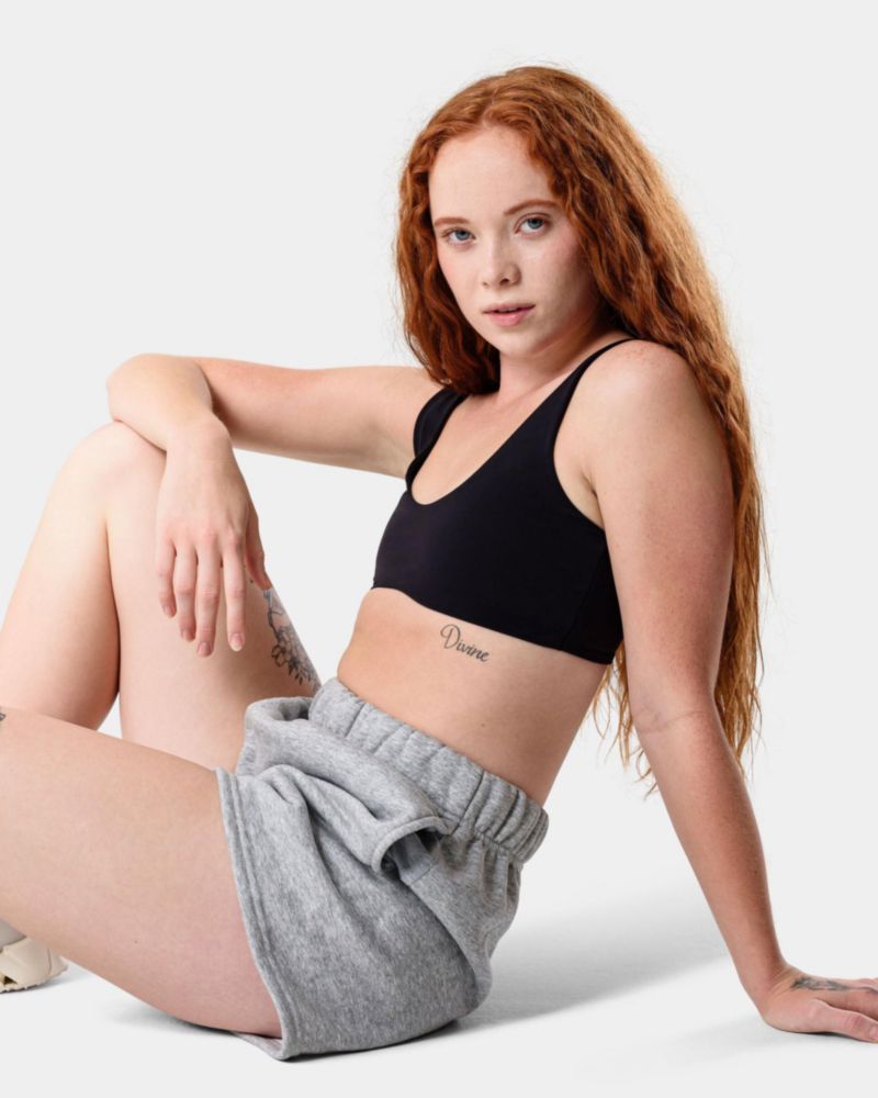 Shorts Kamo Fitness CozyTec de algodón gris jaspeado - Talla S