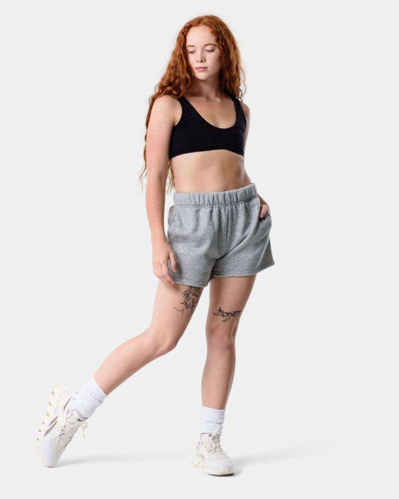 Shorts Kamo Fitness CozyTec de algodón gris jaspeado - Talla S