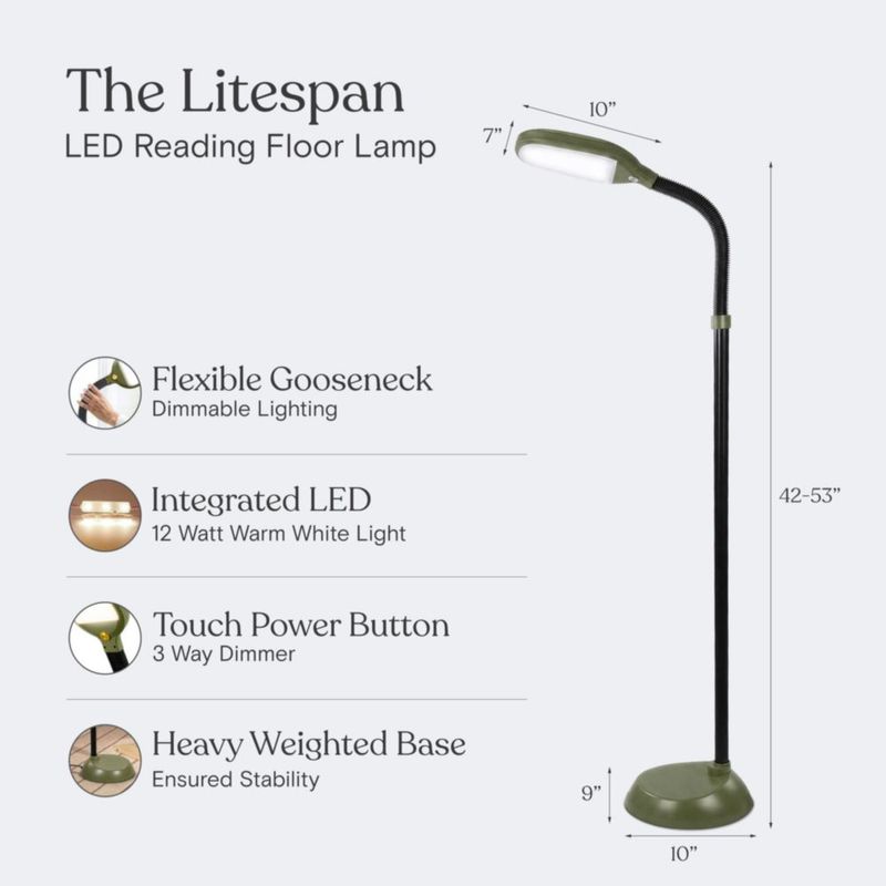 Lámpara de pie Brightech LED verde oliva ajustable