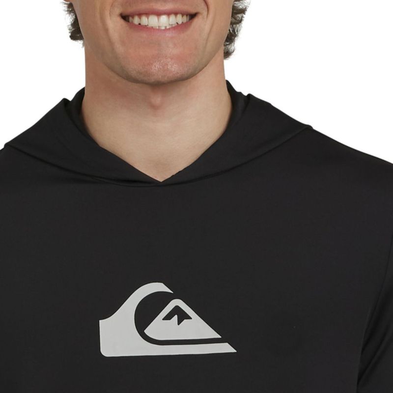 Camiseta de surf Quiksilver talla X-Large negra con capucha y protección UPF 50