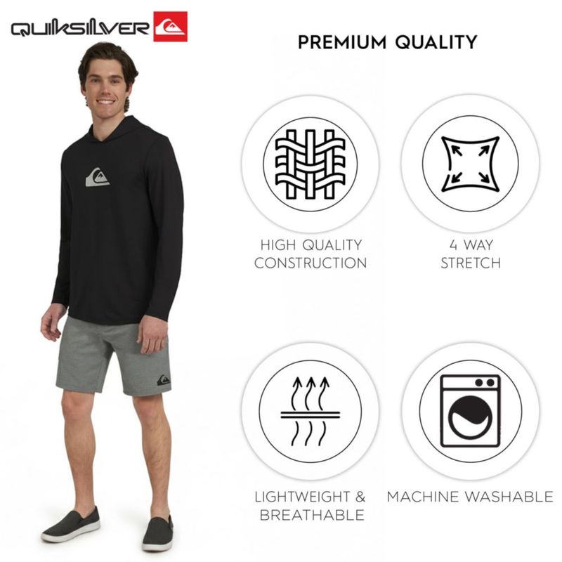 Camiseta de surf Quiksilver talla X-Large negra con capucha y protección UPF 50