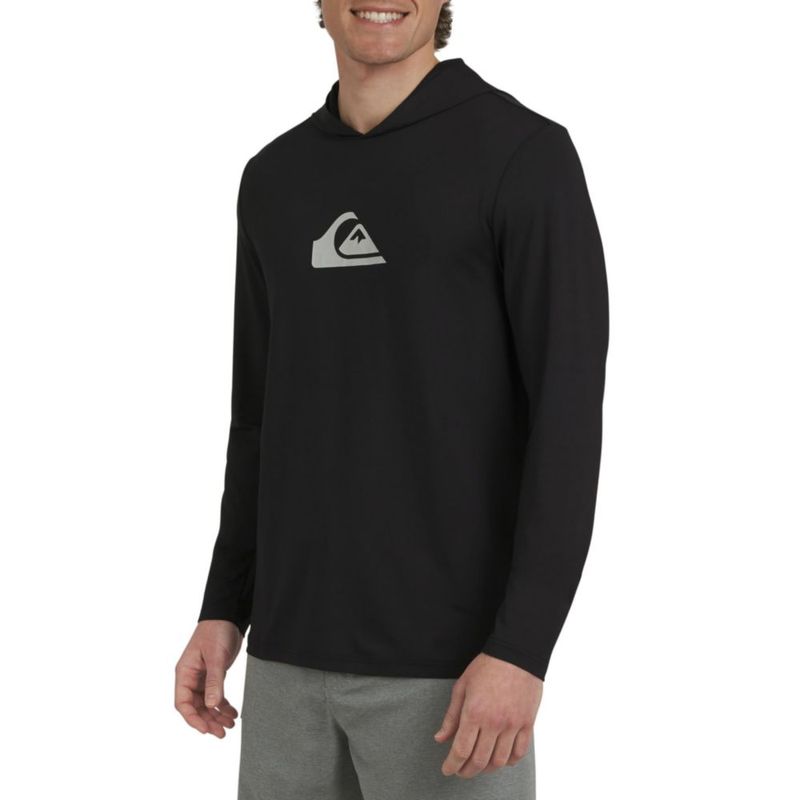 Camiseta de surf Quiksilver talla X-Large negra con capucha y protección UPF 50