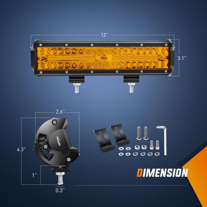 Barra de luz LED Nilight 30 cm Ámbar 300 W Kit Combo