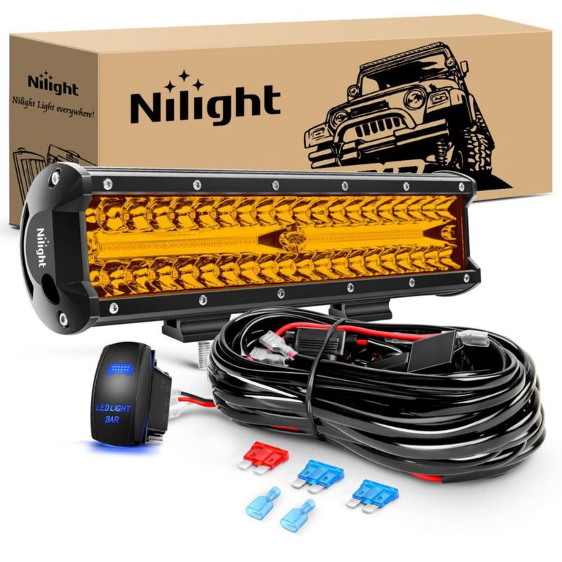 Barra de luz LED Nilight 30 cm Ámbar 300 W Kit Combo