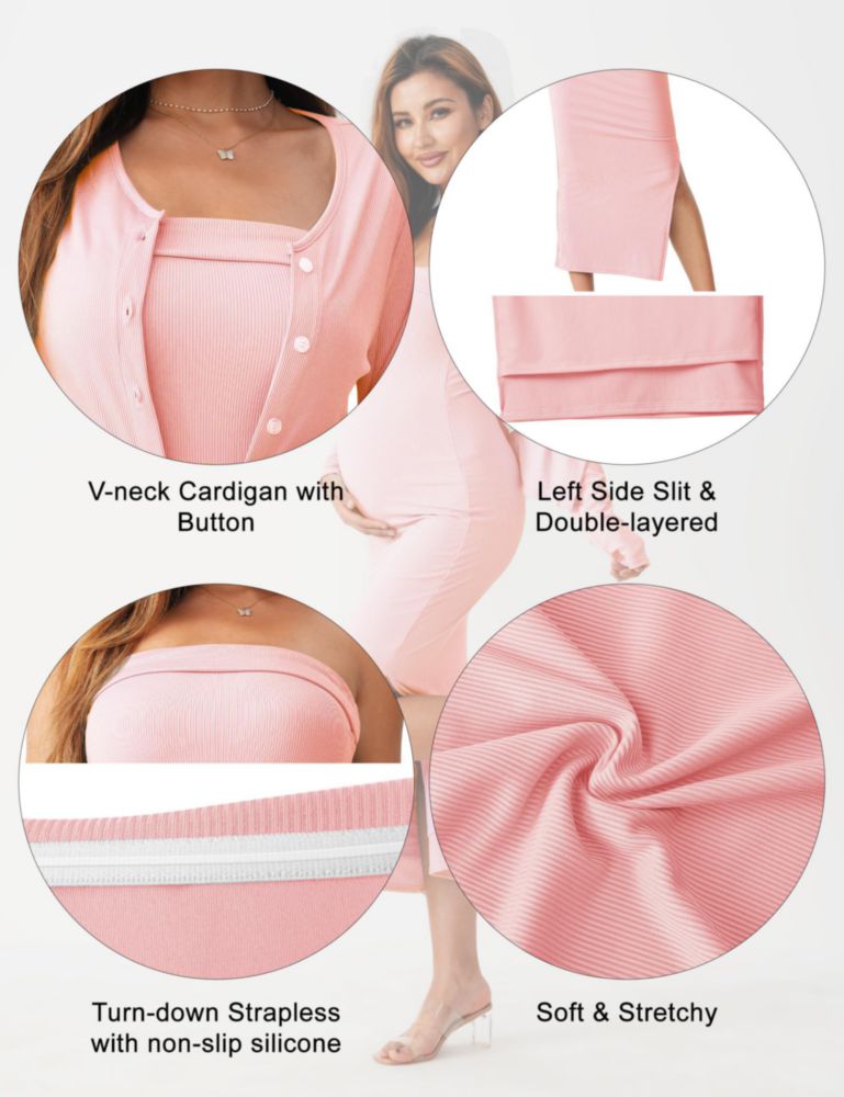 Vestido de Embarazo QUNISY – Conjunto de 2 Piezas para Baby Shower