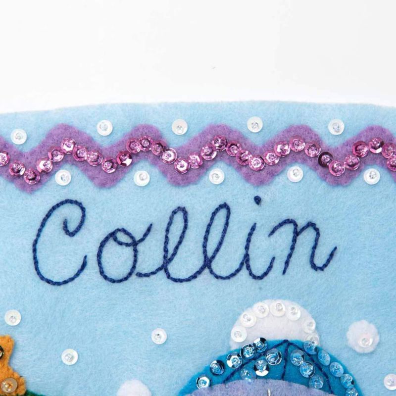 Kit de Calcetín Navideño Bucilla 46 cm – Retrato de Familia de Muñecos de Nieve