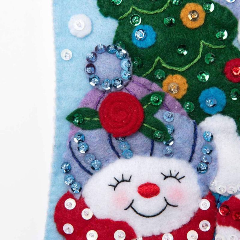 Kit de Calcetín Navideño Bucilla 46 cm – Retrato de Familia de Muñecos de Nieve
