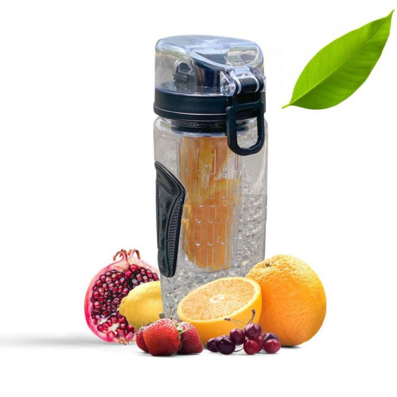 Botella AIC 950 ml Infusor de Frutas con Tapa Abatible Negra