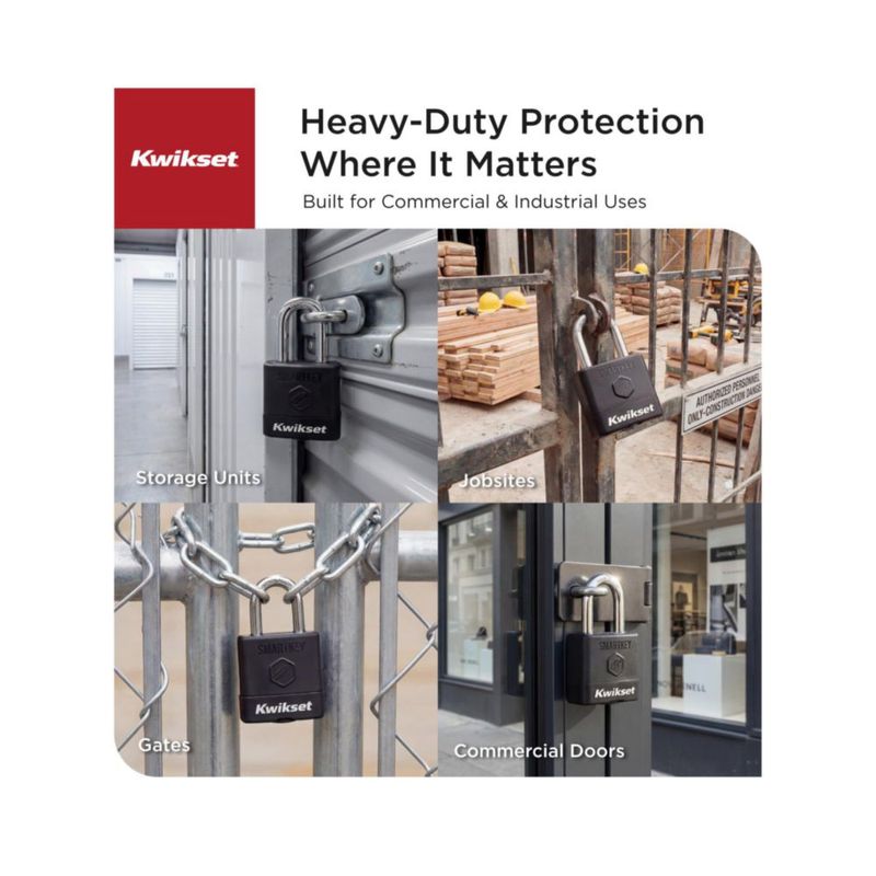 Candado Kwikset SmartKey Reconfigurable de acero laminado con cubierta resistente a la intemperie