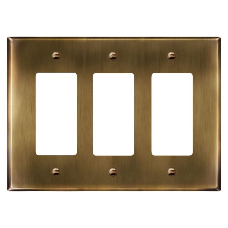 Placa de pared LIDER 3 vías latón antiguo 12 cm x 17 cm