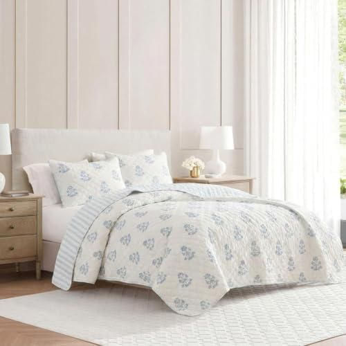Juego de colcha Queen reversible de algodón Martha Stewart