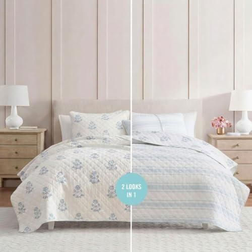 Juego de colcha Queen reversible de algodón Martha Stewart