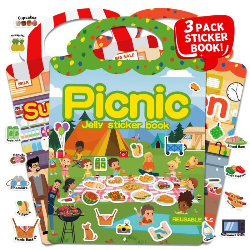 Libro de pegatinas CREATIVETREES – 3 juegos reutilizables de gel