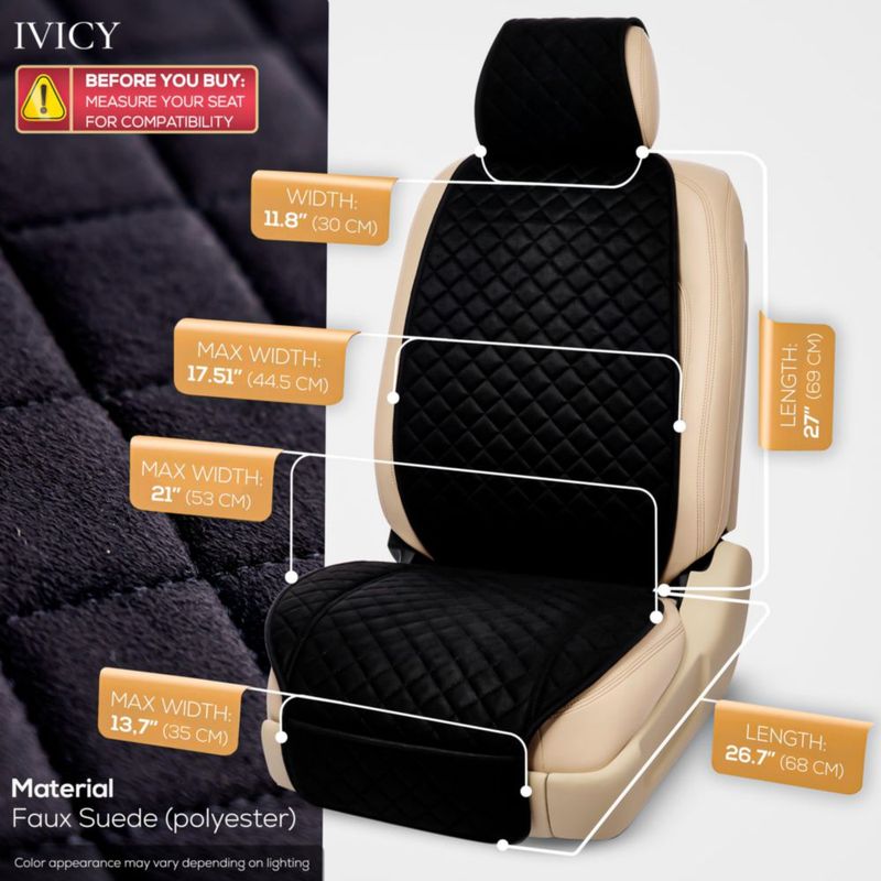 Funda de Asiento IVICY de Gamuza Sintética Negra - 1 Unidad