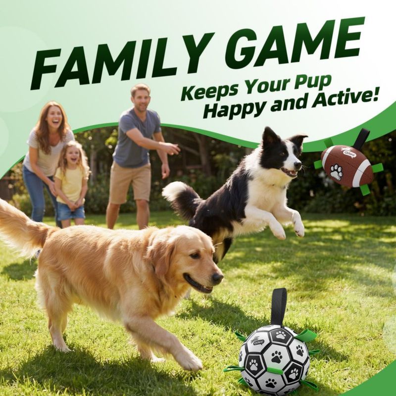 Pelota de fútbol para perro QDAN 2 piezas con juguete de cuerda 20 cm