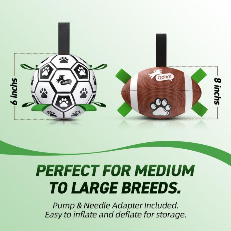Pelota de fútbol para perro QDAN 2 piezas con juguete de cuerda 20 cm