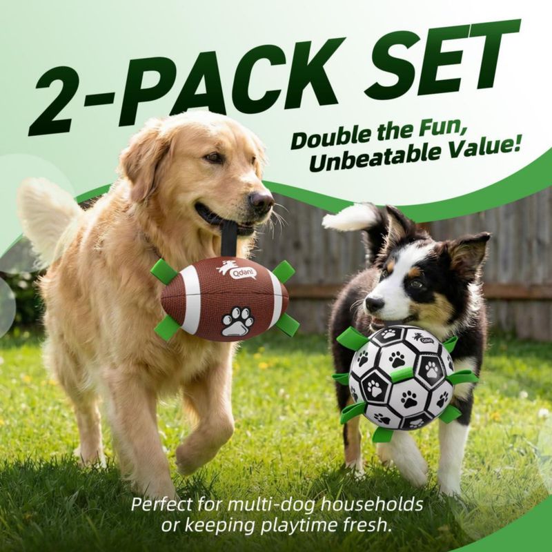 Pelota de fútbol para perro QDAN 2 piezas con juguete de cuerda 20 cm