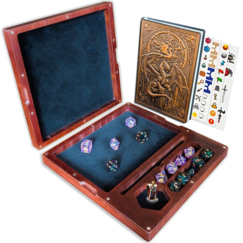 Caja de Dados First Reign 3‑en‑1 DnD: Bandeja y Diario