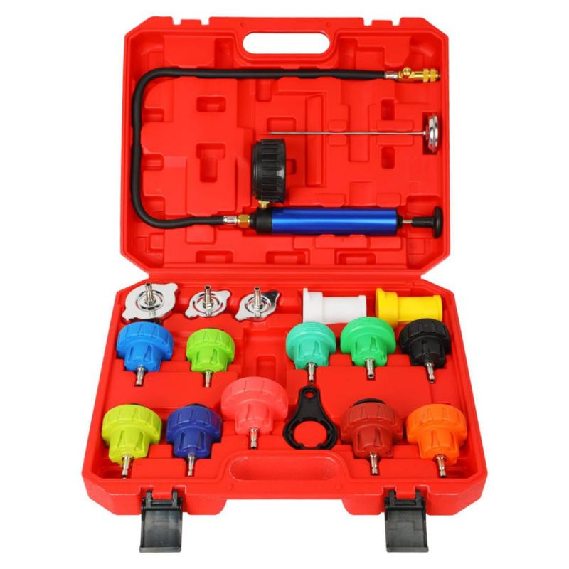 Kit de prueba de presión para radiador Yonligonju 18 piezas - rojo