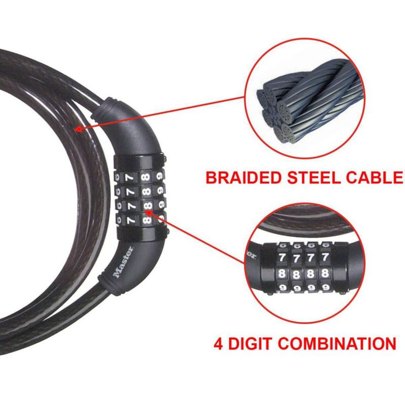 Candado de cable para bicicleta Master Lock 8119DPF 15 m x 10 mm
