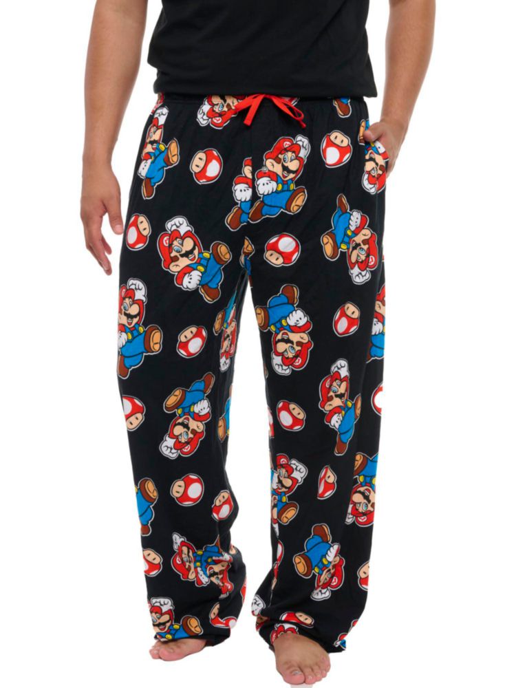 Pantalones de pijama Nintendo X-Large negro de algodón Super Mario