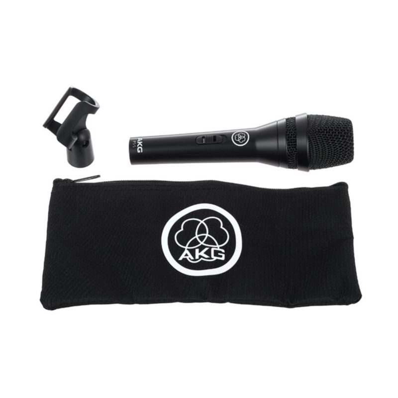 Micrófono AKG P5 S XLR con cable negro y conmutador de encendido/apagado