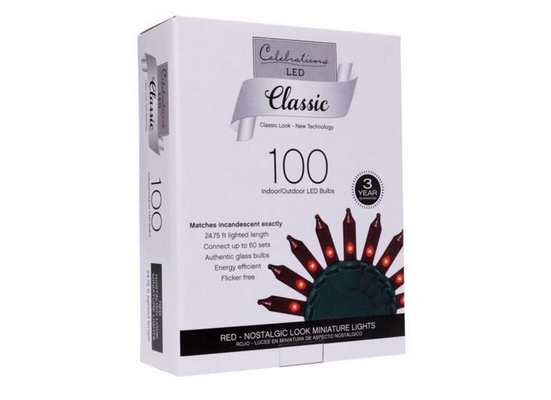 Bombilla CMAS Classic LED roja Celebrations 100 unidades 75 m