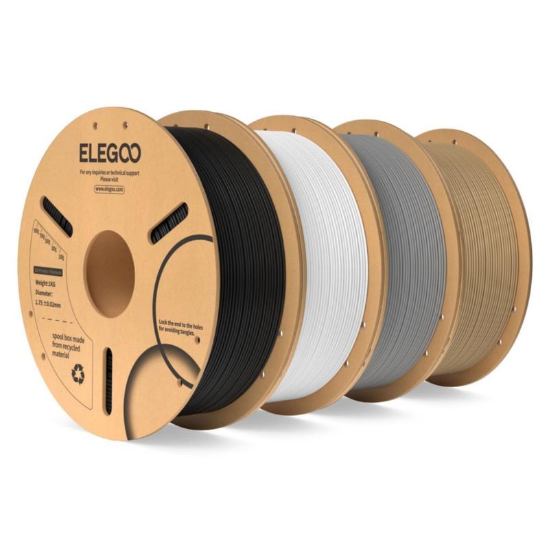 Filamento PLA ELEGOO 175 mm 4 kg Negro/Blanco/Gris/Madera
