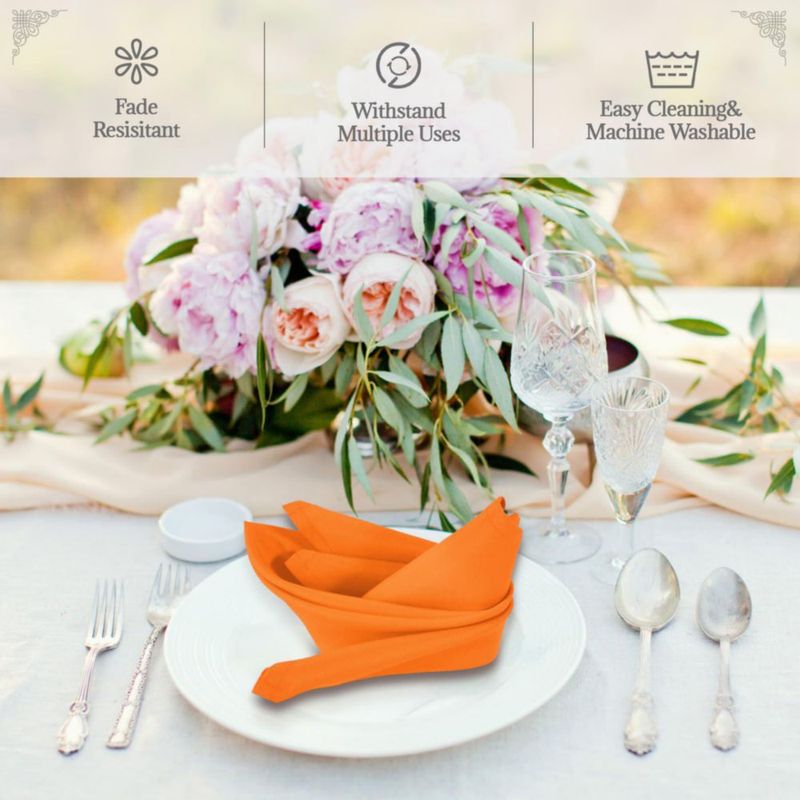 Servilletas de Tela PLOYMONO 43 cm Naranja – Pack de 8 – Poliéster