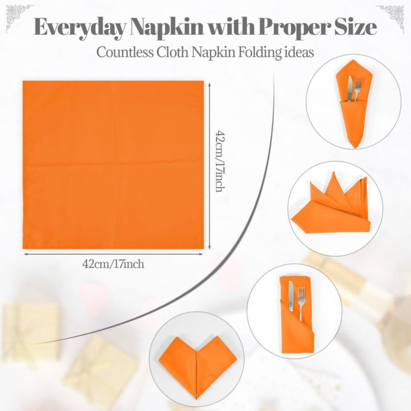 Servilletas de Tela PLOYMONO 43 cm Naranja – Pack de 8 – Poliéster