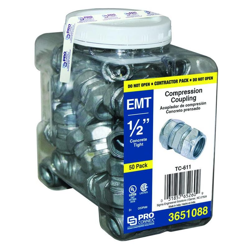 Acoplamiento de compresión Sigma ProConnex TC-611 1/2" EMT paquete de 50