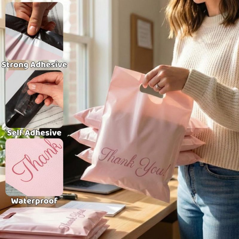 Sobres de Polietileno Donyson 30x38 cm Rosa 50 unidades con asa