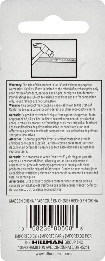 Picture Hanger Hillman 121135 paquete de 2 alfileres grandes
