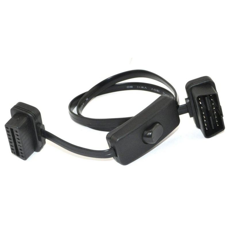 Cable de extensión OBD2 OLLGEN de 70 cm con interruptor de encendido de 16 pines
