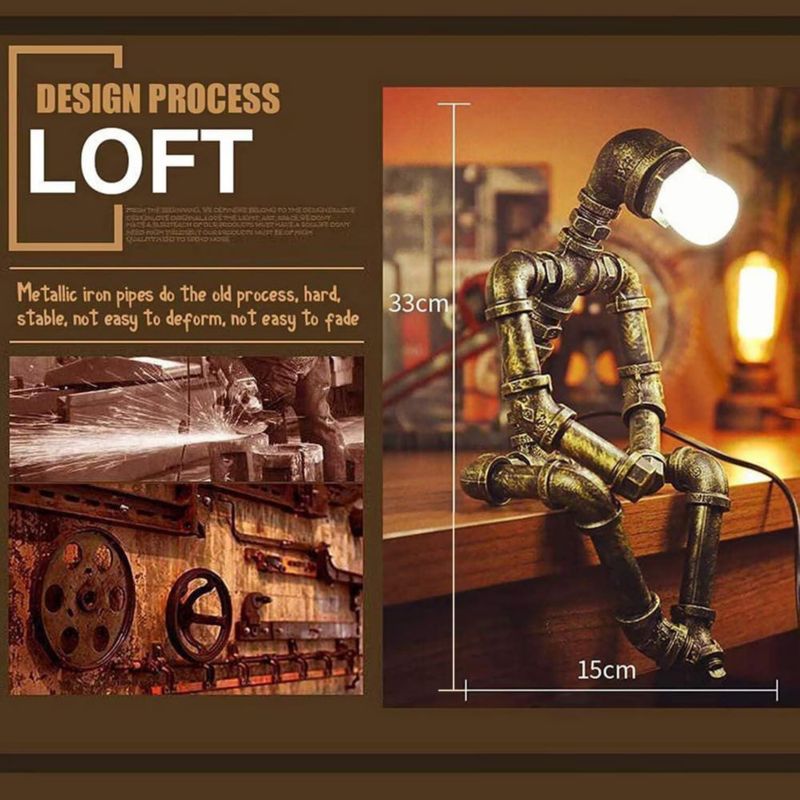 Lámpara de Mesa PIPRE Robot Retro Tubería de Agua 13 cm