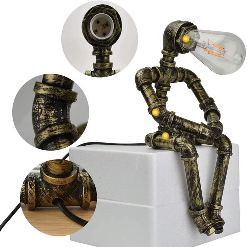 Lámpara de Mesa PIPRE Robot Retro Tubería de Agua 13 cm