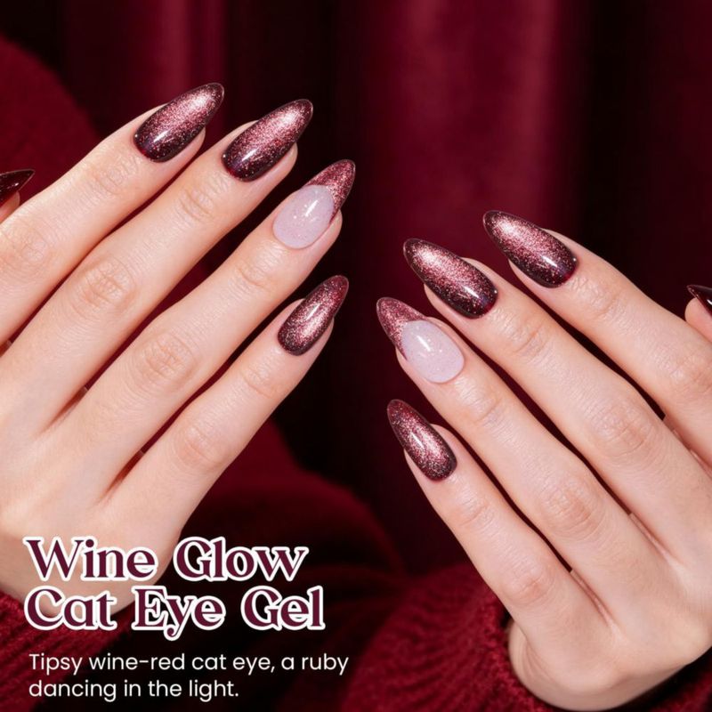 Esmalte de gel beetles 15 ml Rojo Burdeos con efecto cat eye