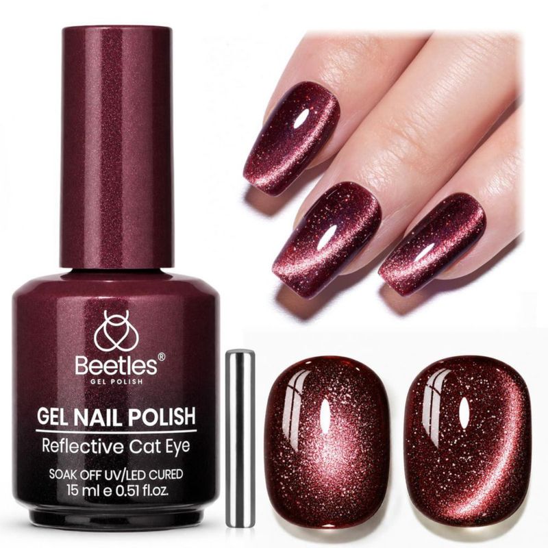 Esmalte de gel beetles 15 ml Rojo Burdeos con efecto cat eye